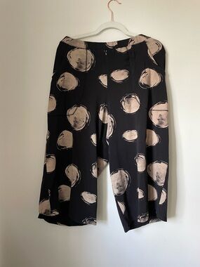 Mattildur mxm Wide Leg Black Pants with Beige Dot Print, large